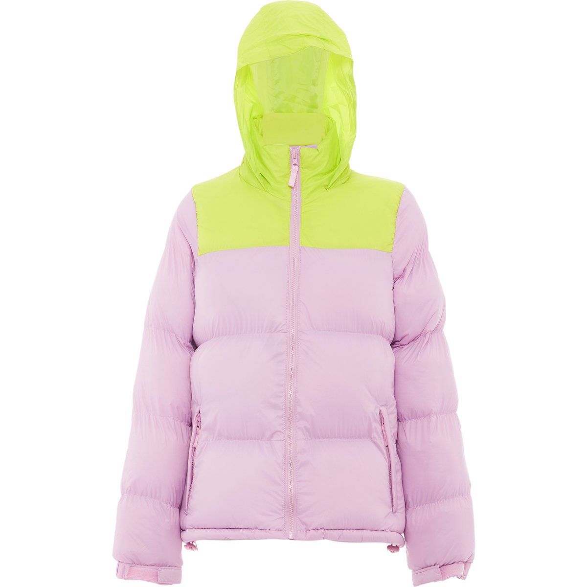 Zweifarbige wattierte Pufferjacke
