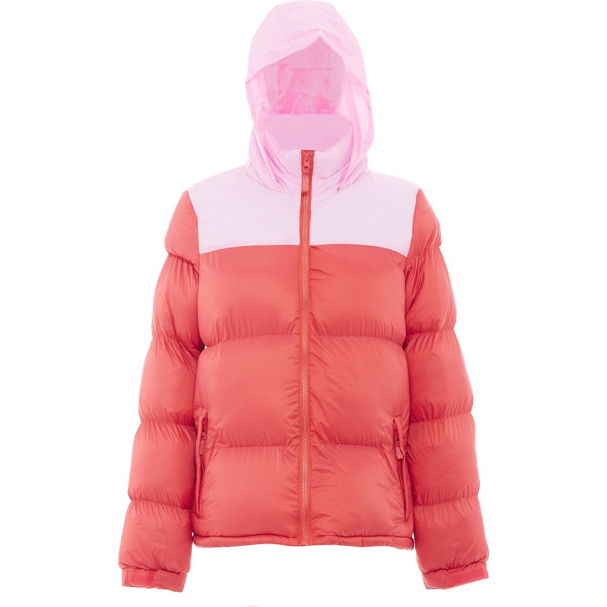 Zweifarbige Steppjacke mit Kapuze