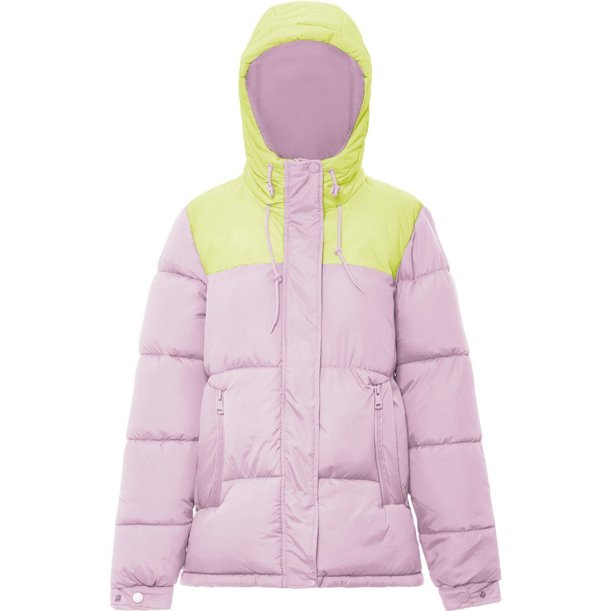 Colorblock Steppjacke mit Kapuze
