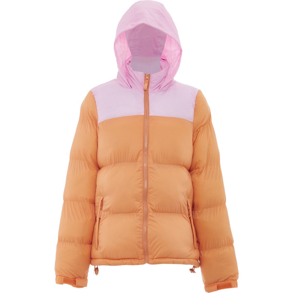 Farbblock-Pufferjacke mit Kapuze