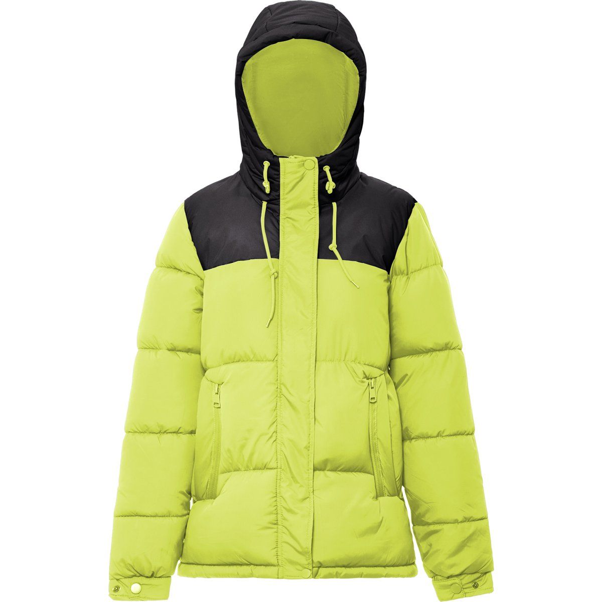 Farbblock Steppjacke mit Kapuze