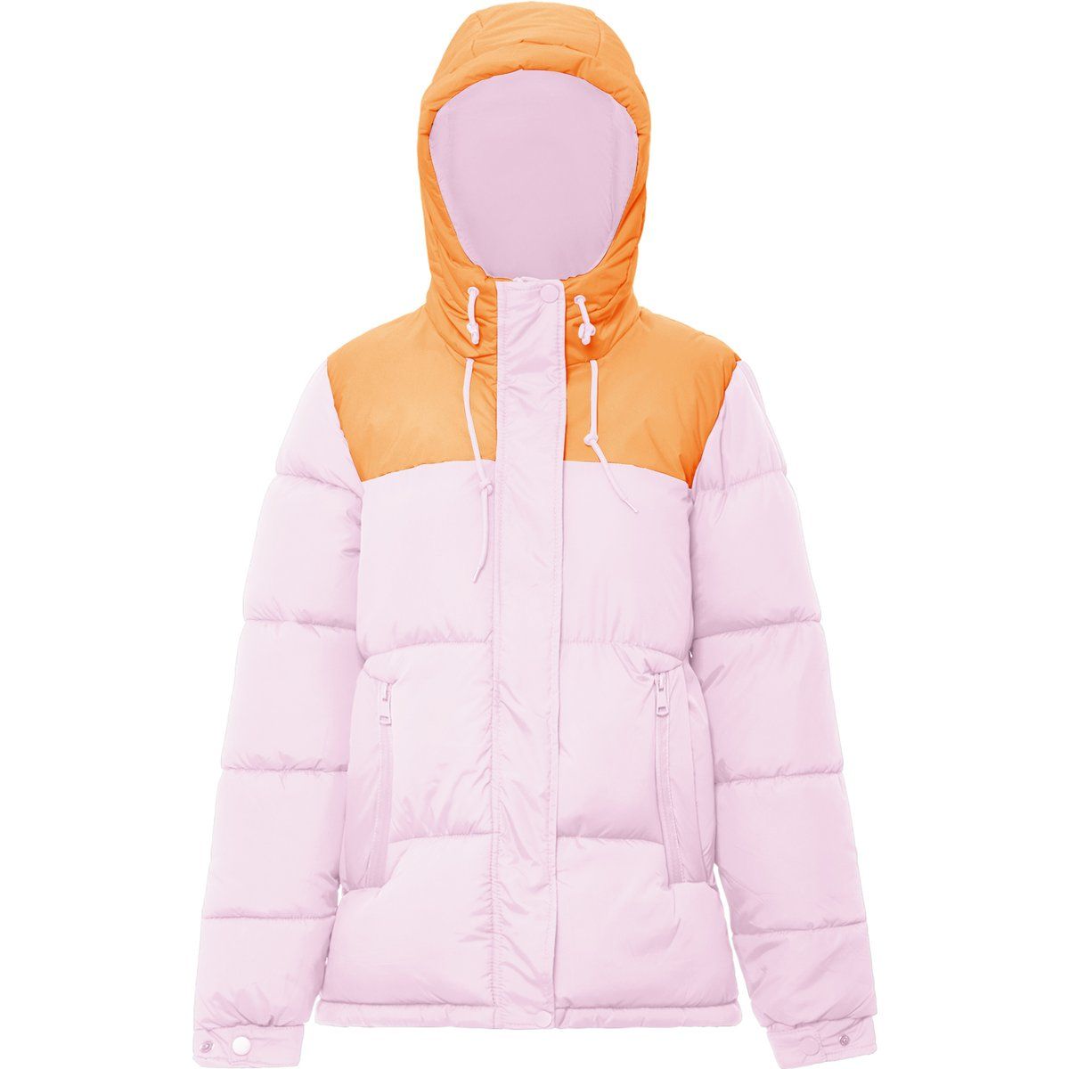 Farbblock-Pufferjacke mit Kapuze