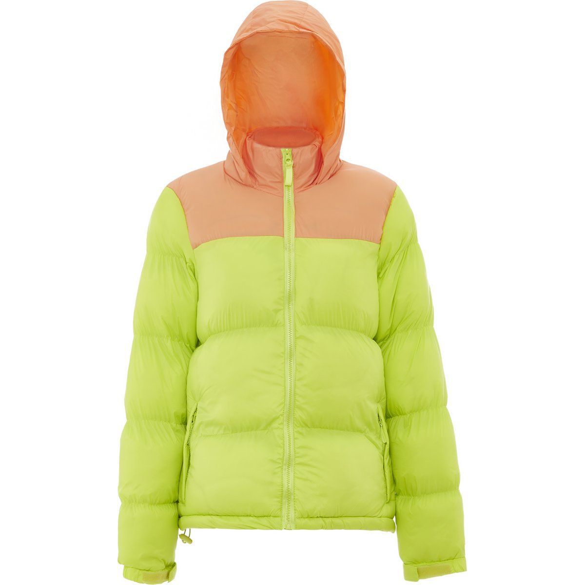 Farbblock-Steppjacke mit Kapuze