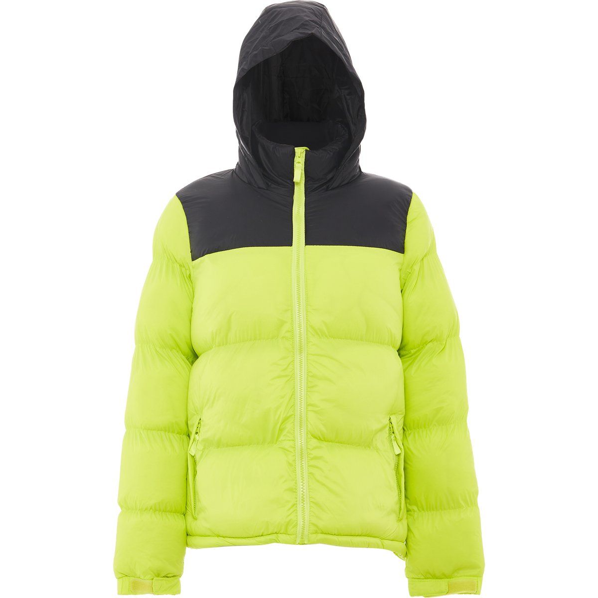 Zweifarbige Wattierte Steppjacke mit Kapuze