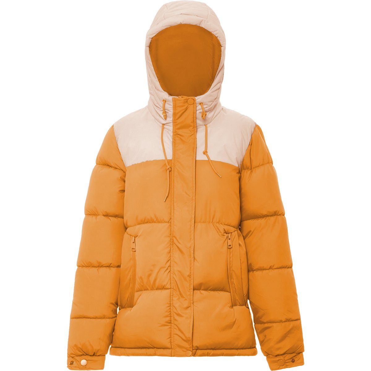 Zweifarbige Steppjacke mit Kapuze
