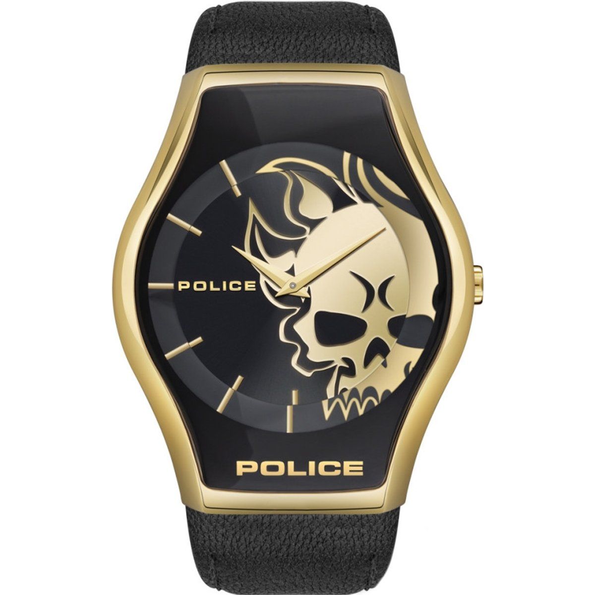 Herrenuhr mit goldenem Schädelmuster