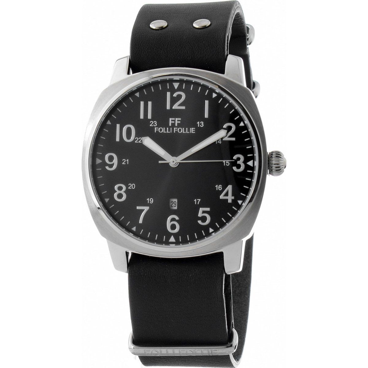 Herren-Silberfarbene Armbanduhr mit schwarzem Armband