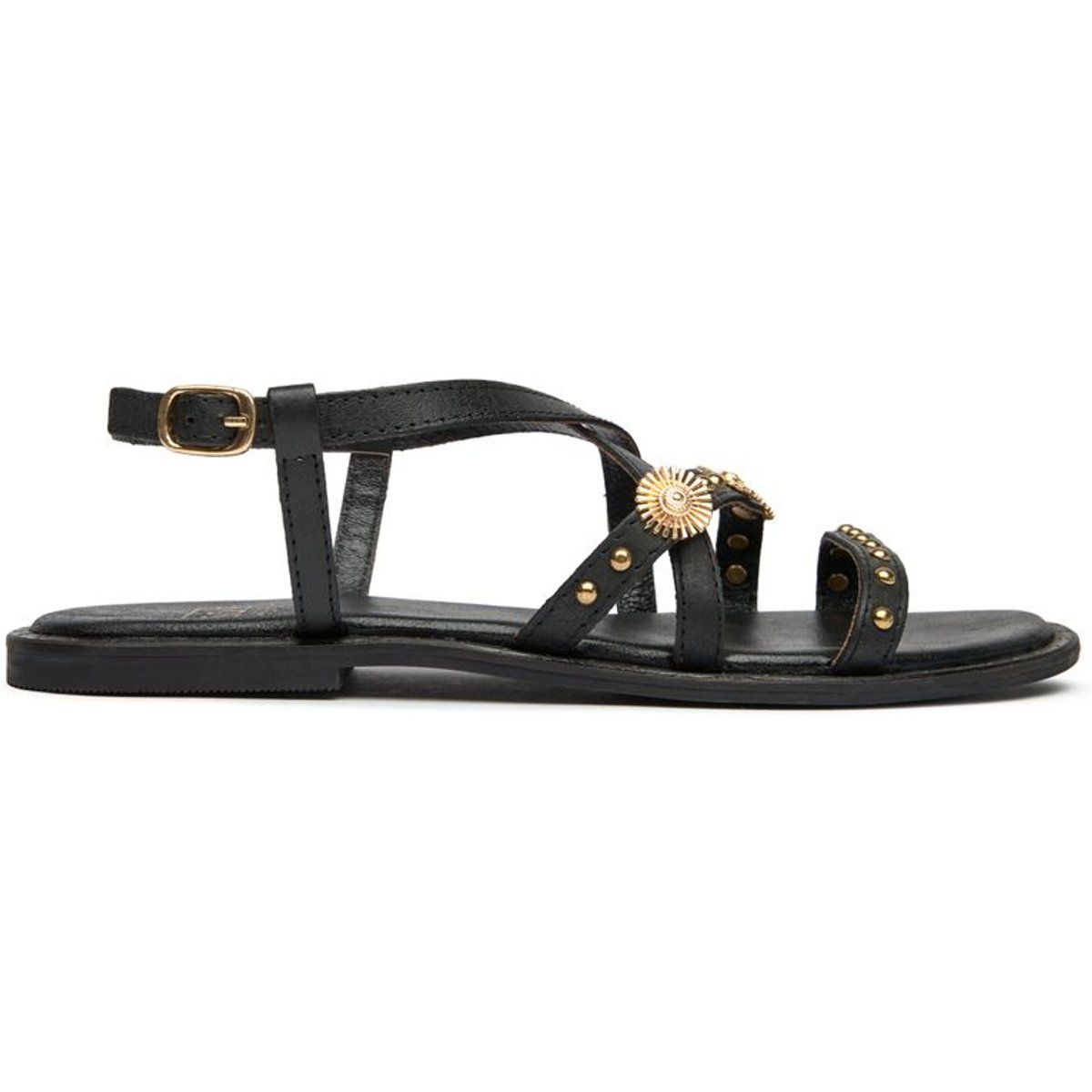 Schwarze Gladiator Sandalen mit Verzierungen
