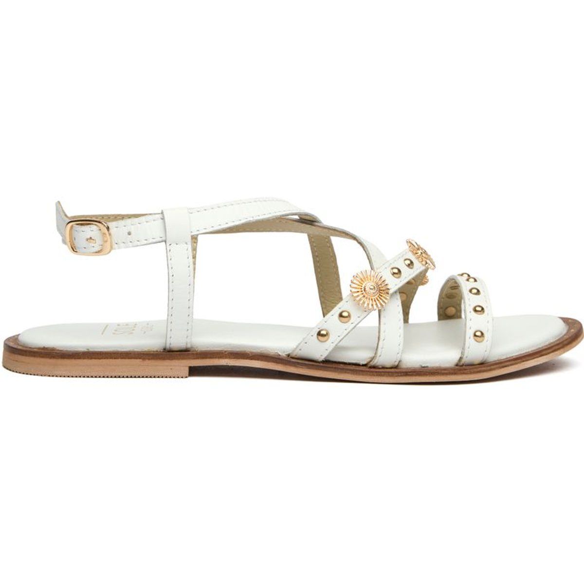 Weiße Gladiator-Sandalen aus Leder mit Akzenten