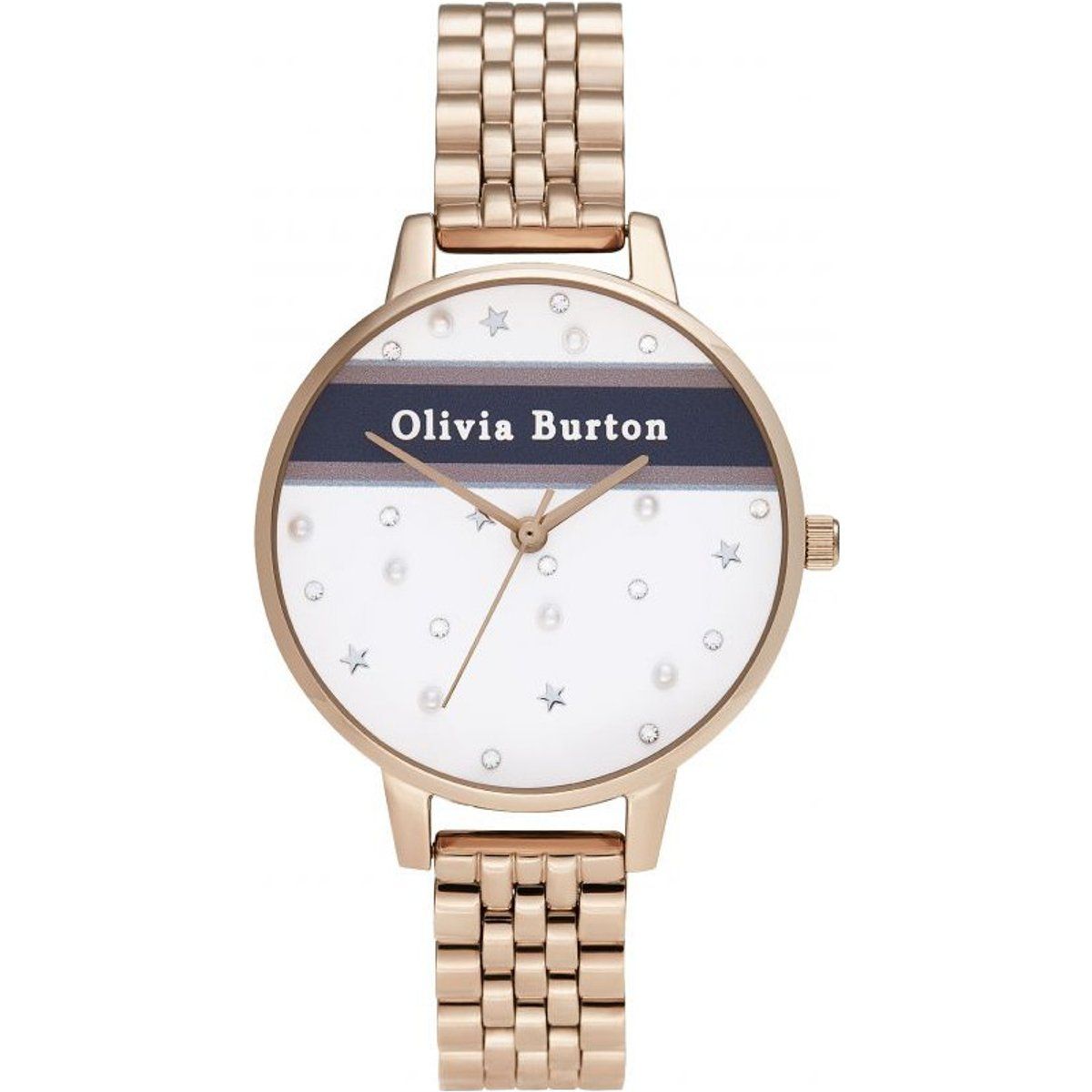 Elegante Roségold Armbanduhr mit Perlen