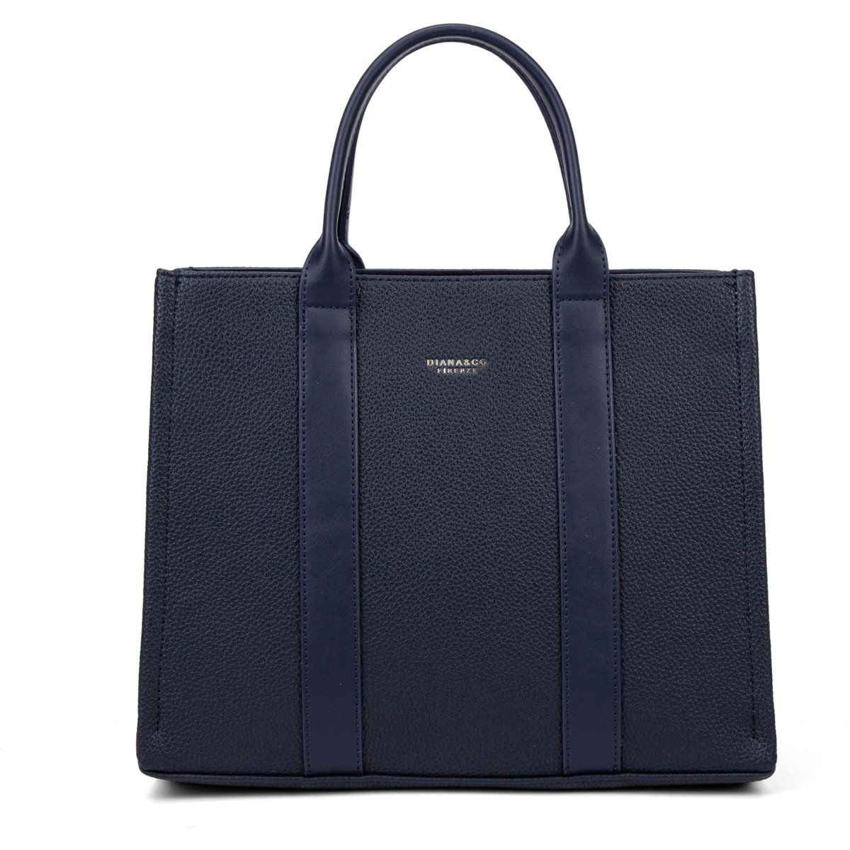 Strukturierte Leder-Henkeltasche mit Griffen