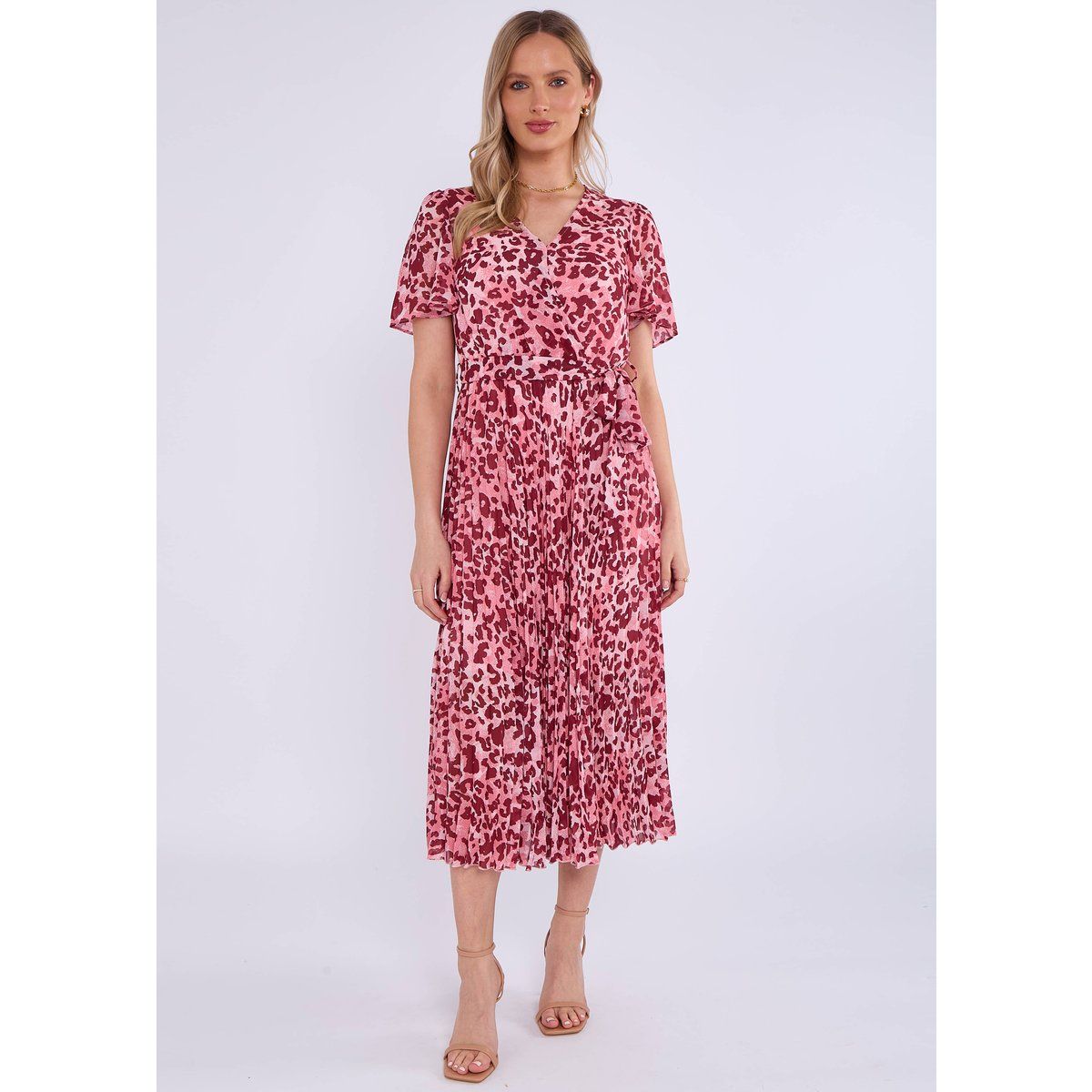 Wickel-Midikleid mit Animal-Print