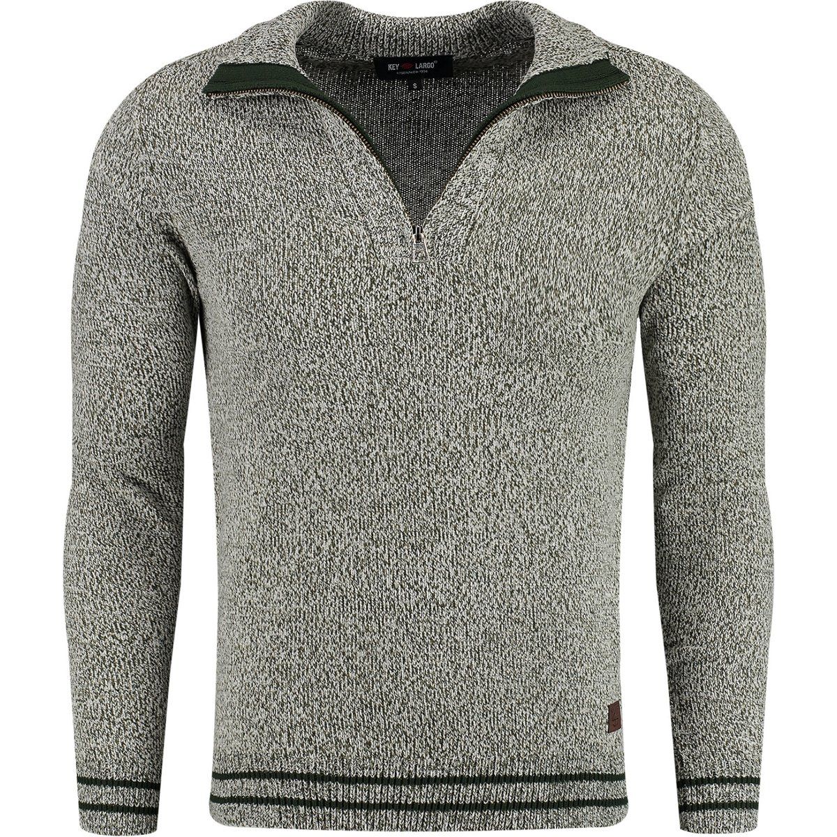 Herren Strickpullover mit Struktur und halbem Reißverschluss