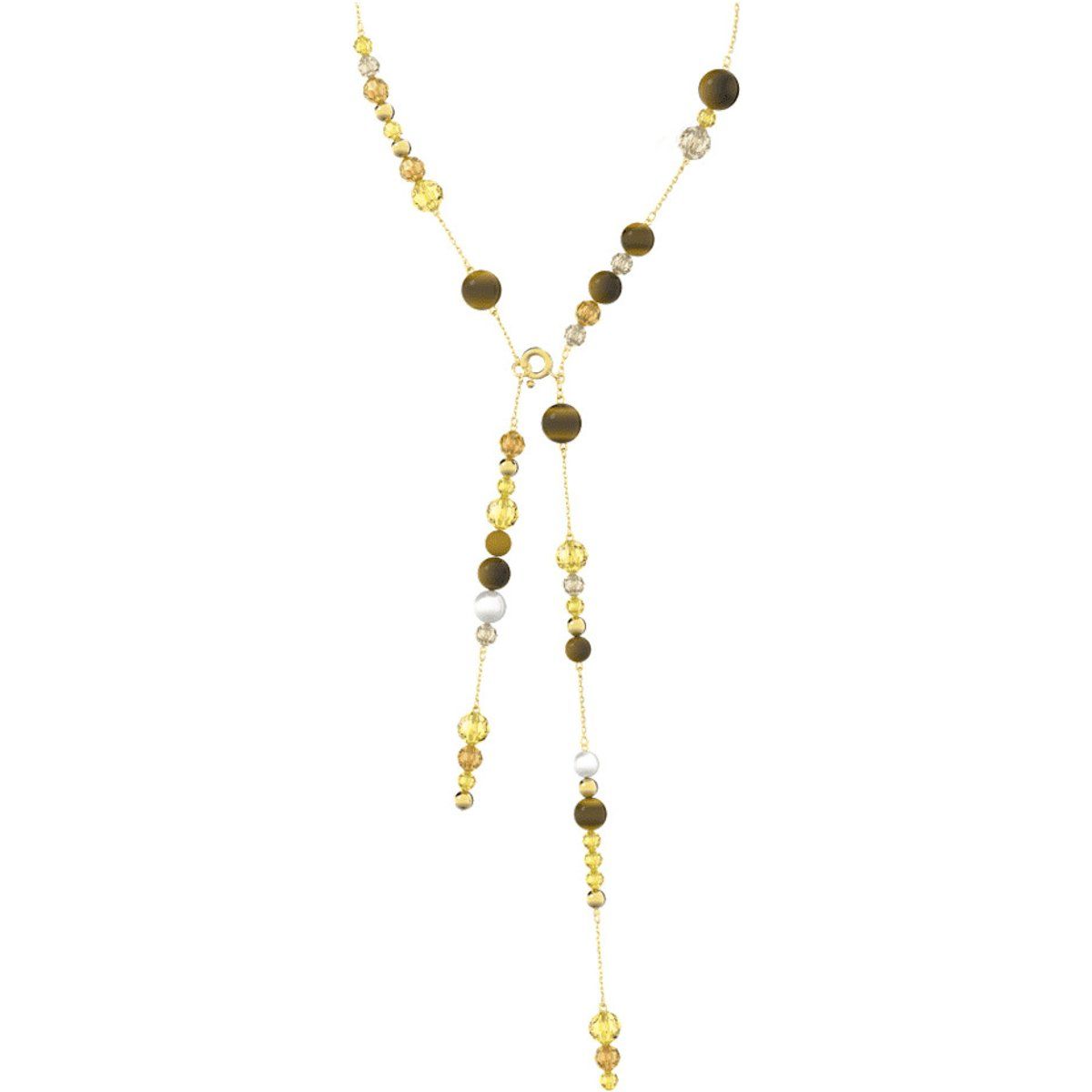 Tigerauge und Kristall Lariat-Halskette