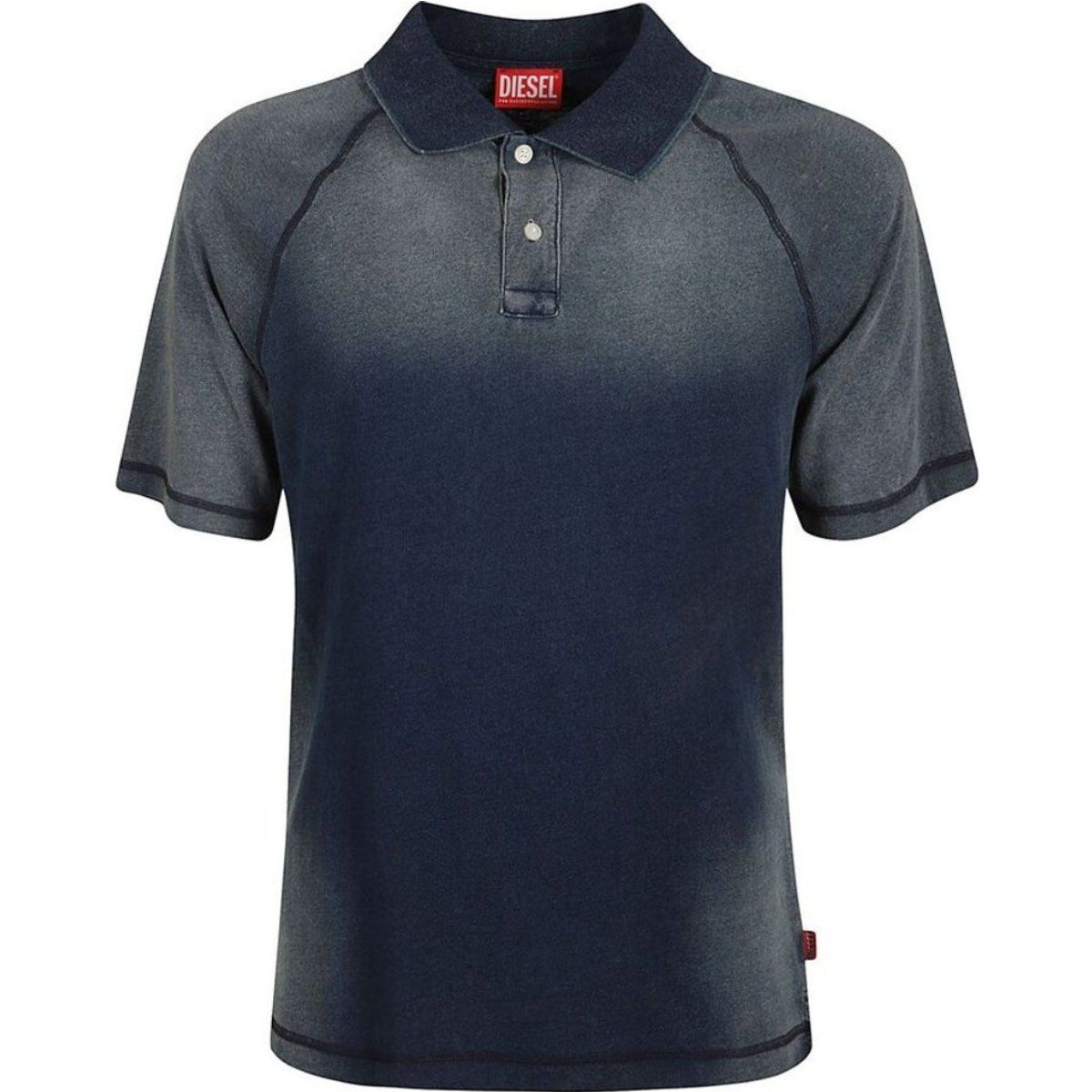 Verwaschenes blaues Poloshirt mit Raglanärmeln