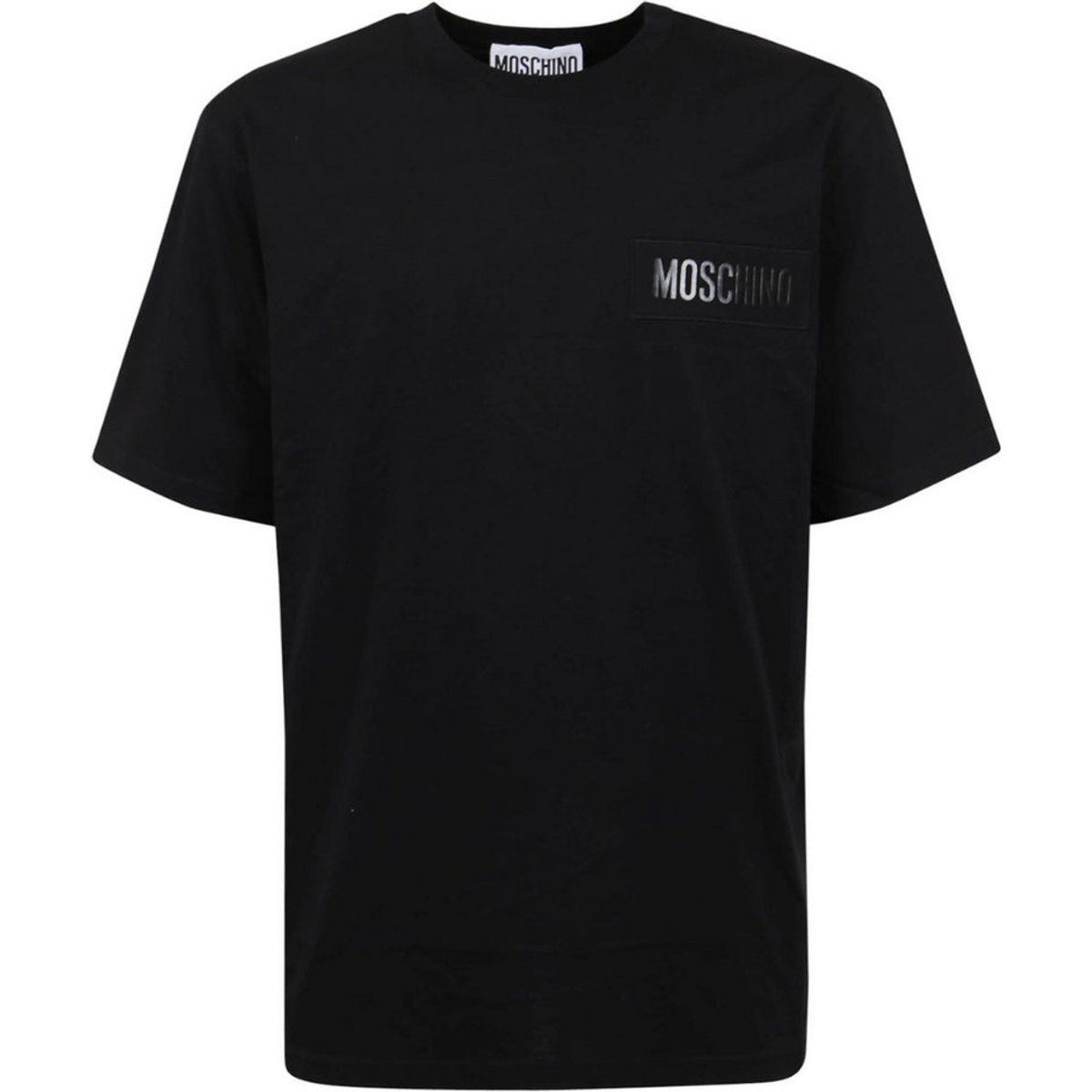 Schwarzes Baumwoll-T-Shirt mit Logo-Patch