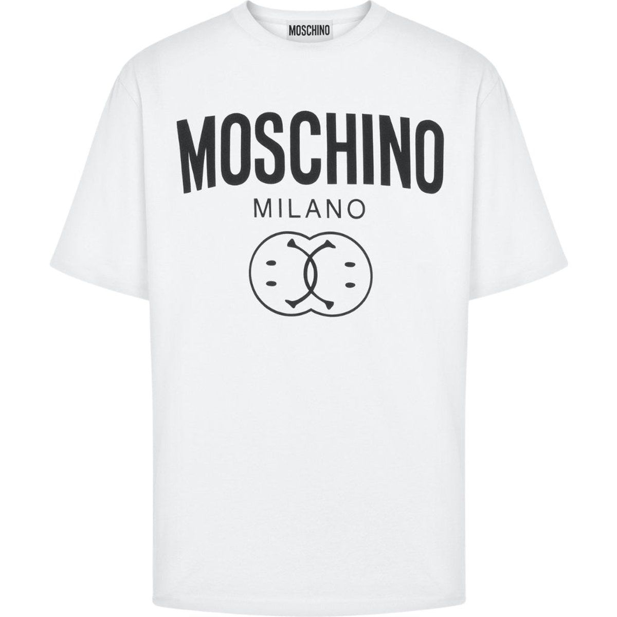 Weißes T-Shirt mit Doppel-Smiley-Logo