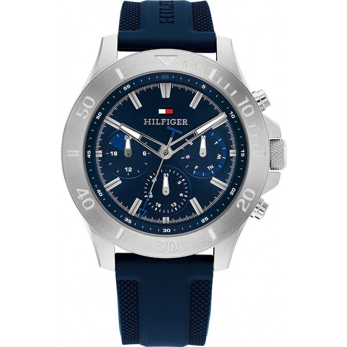 Moderne Chronograph Uhr mit blauem Zifferblatt