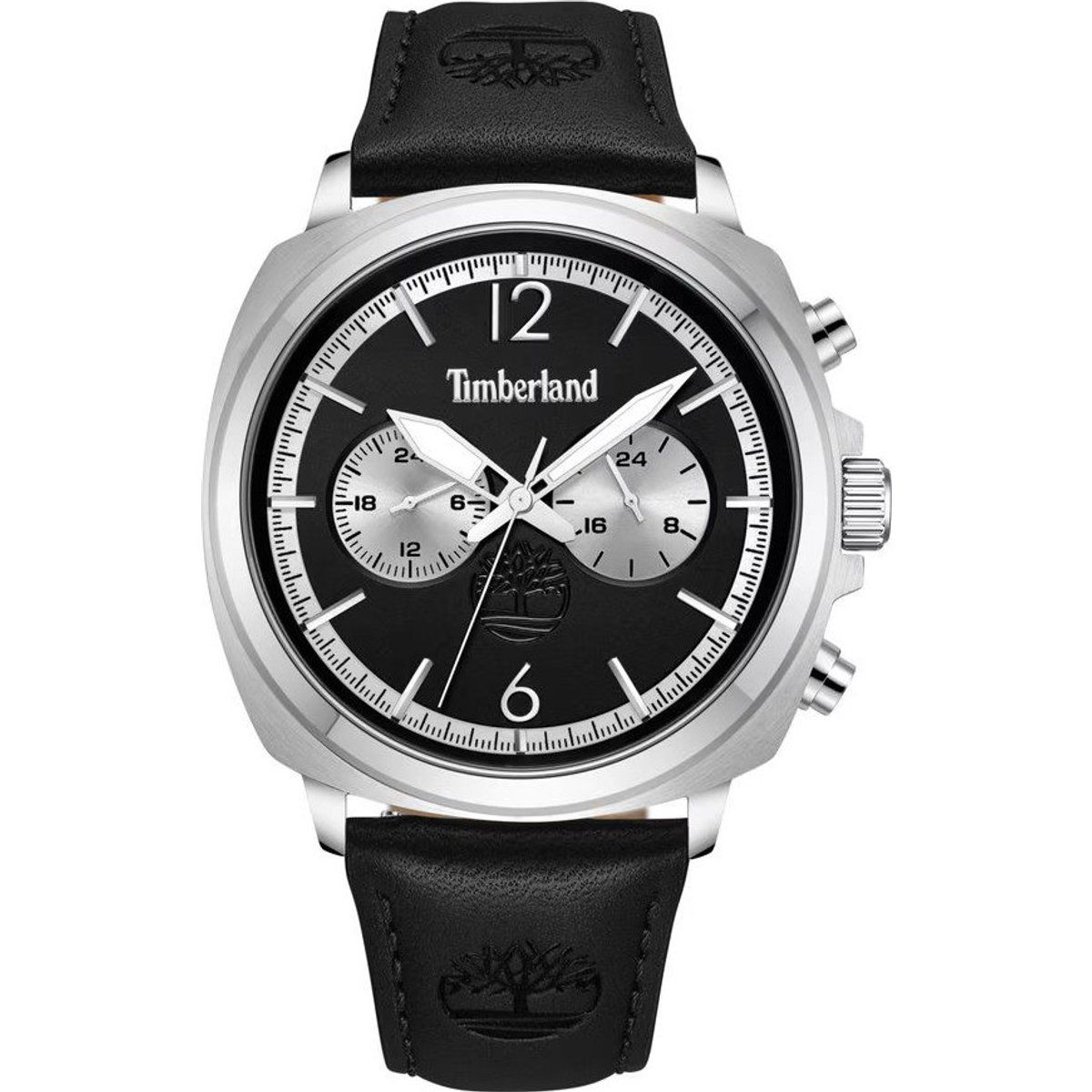 Herrenuhr silberfarbenes schwarzes Leder