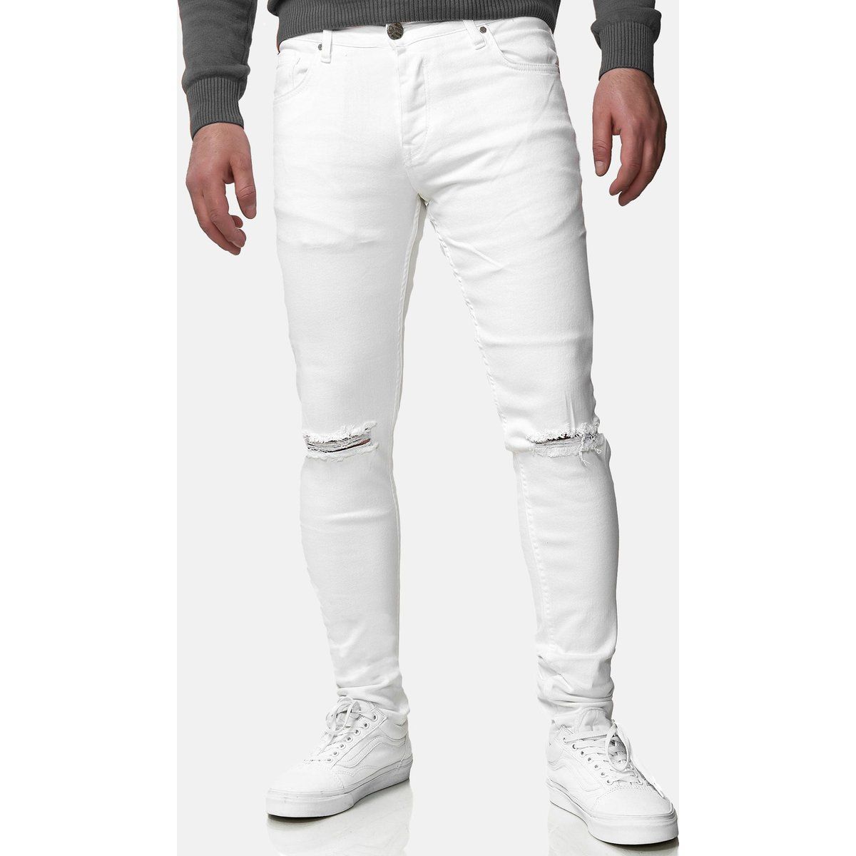 Tazzio Herren Jeans Skinny Fit im Destroyed Look