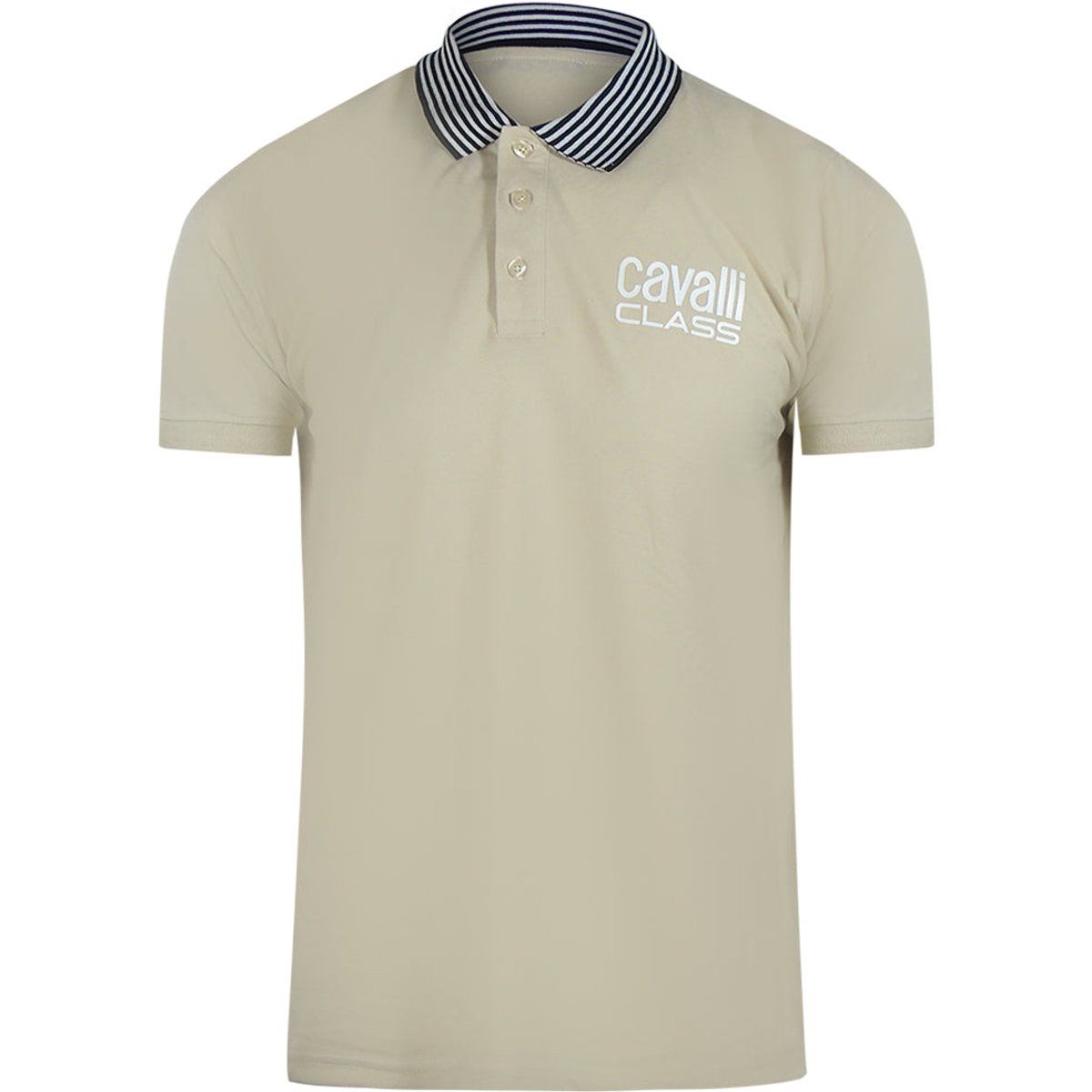 Baumwoll-Poloshirt mit Streifenkragen