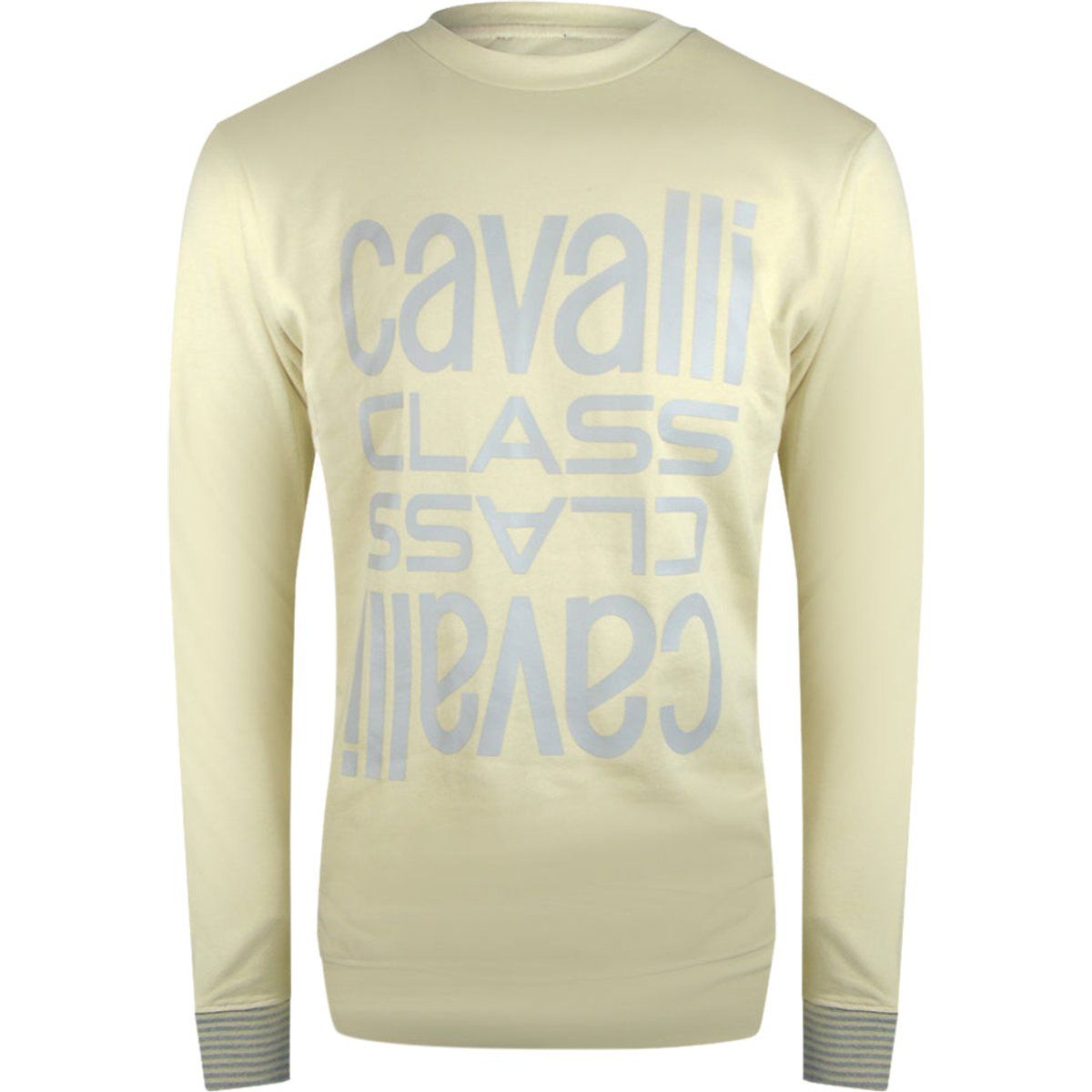 Beige Sweatshirt mit Logo-Print Rundhalsausschnitt