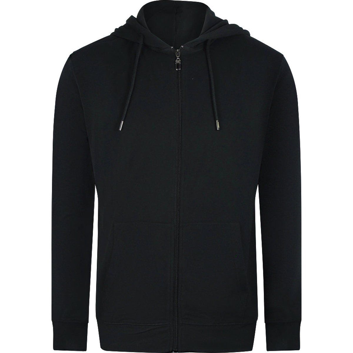 Klassischer schwarzer Kapuzenpullover mit Reißverschluss
