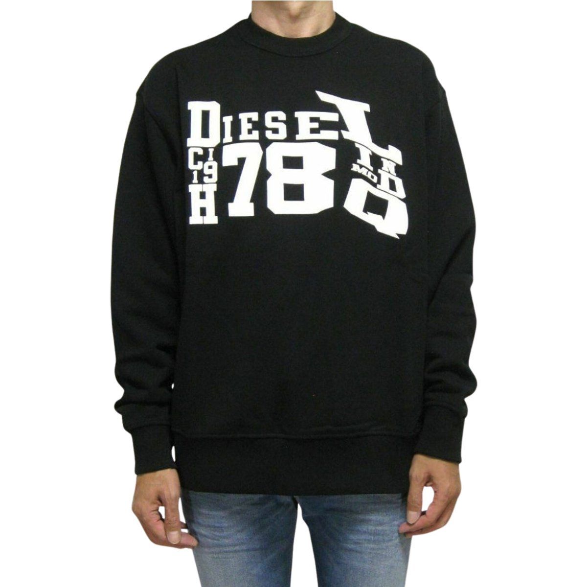 Schwarzes Baumwoll-Sweatshirt mit verzerrtem Logo