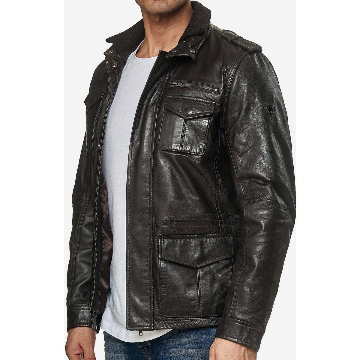 Herren Leder Feldjacke
