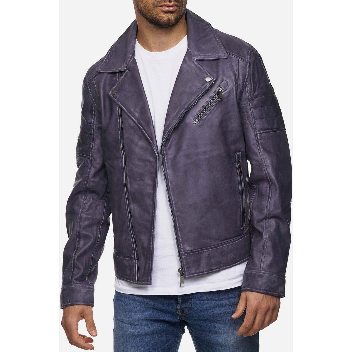 Herren Leder Biker Jacke