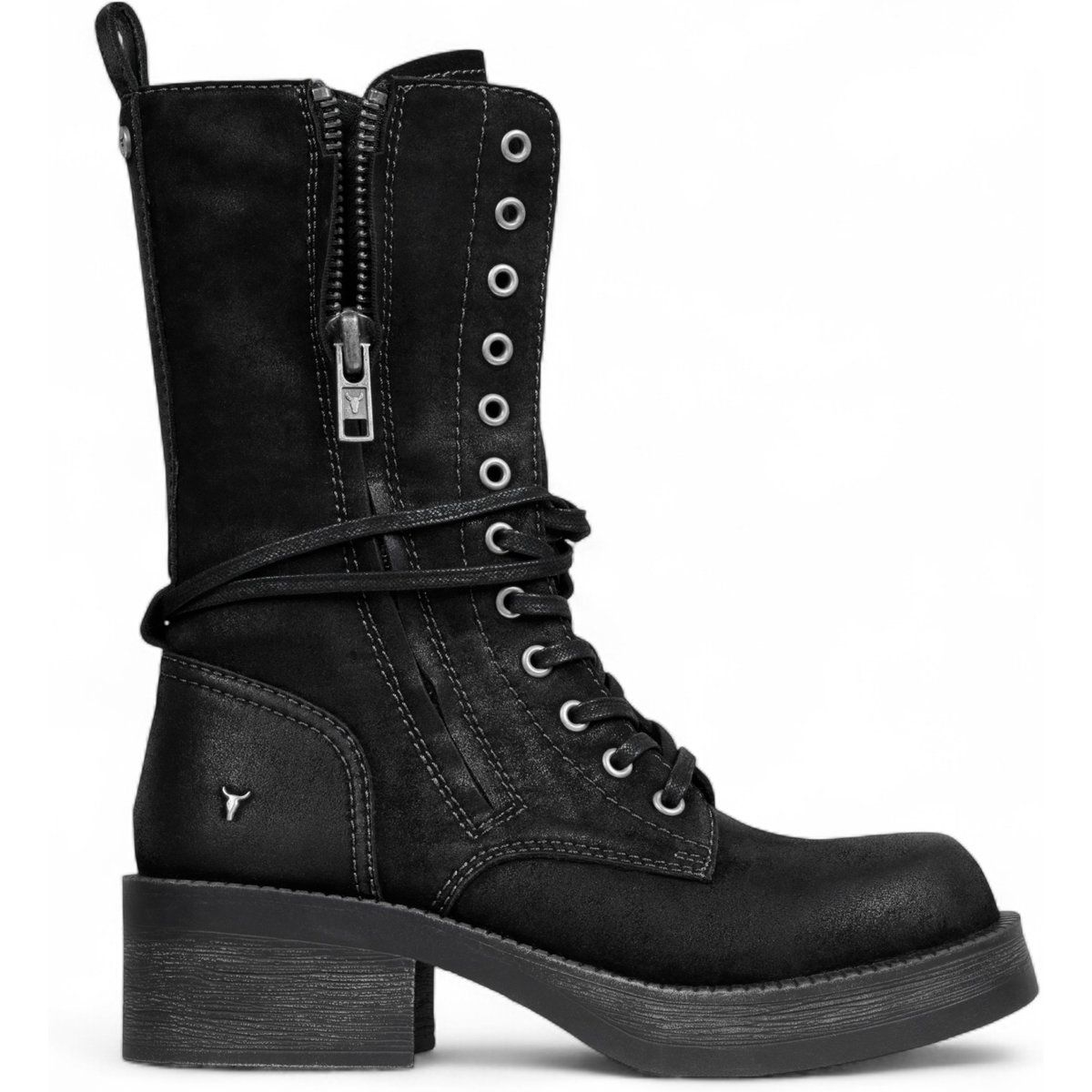 Vintage-inspirierte Combat-Boots aus Wildleder