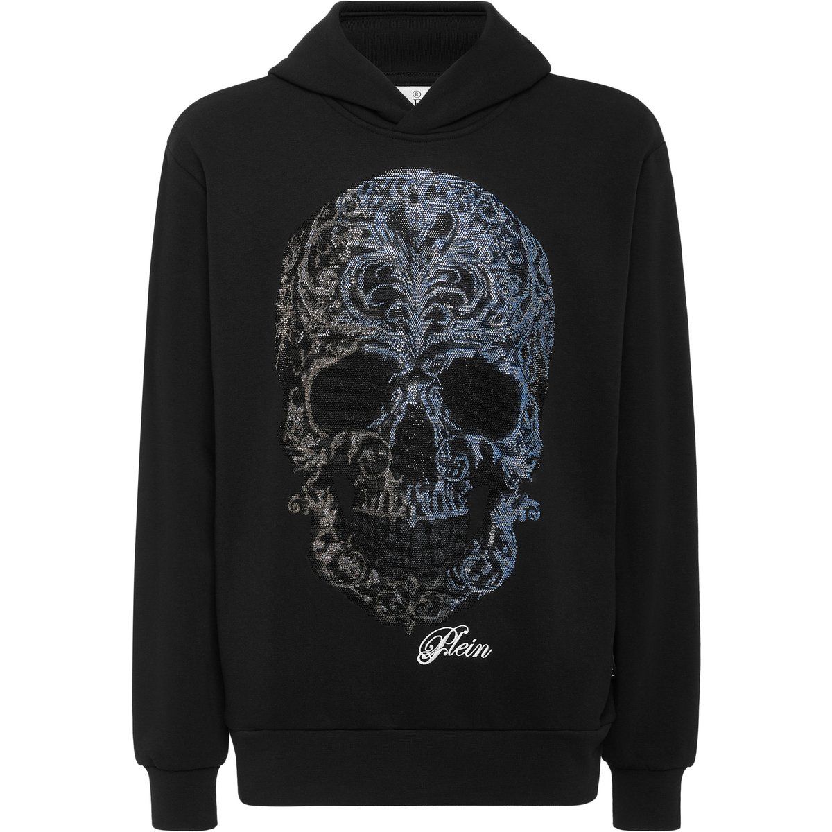 Fleece Hoodie mit Totenkopf und Strass