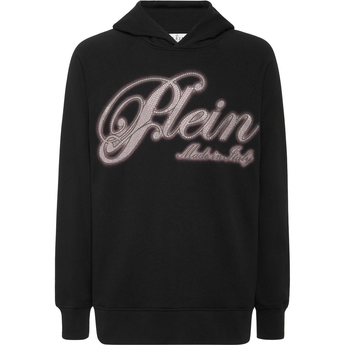 Kapuzenpullover aus Baumwollfleece mit Strass-Logo
