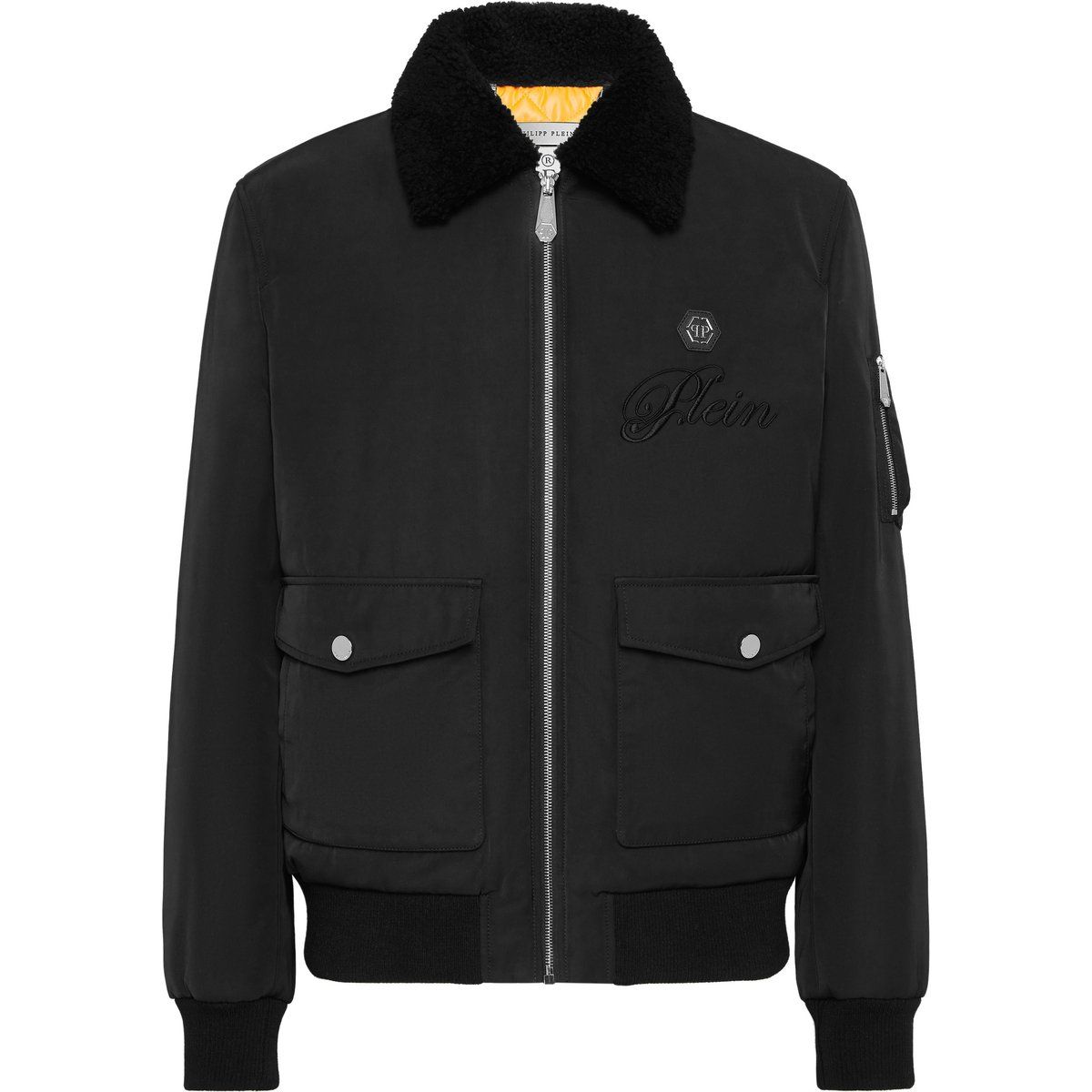 Klassische Fliegerjacke mit Shearling-Kragen