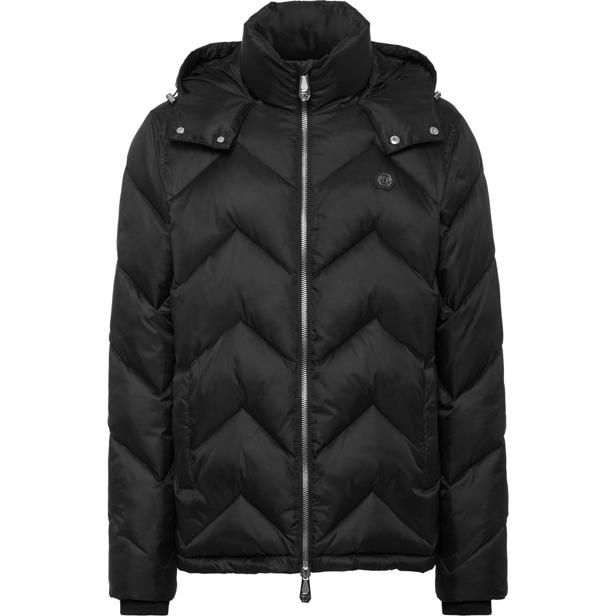 Zickzack Gesteppte Kapuzen Pufferjacke