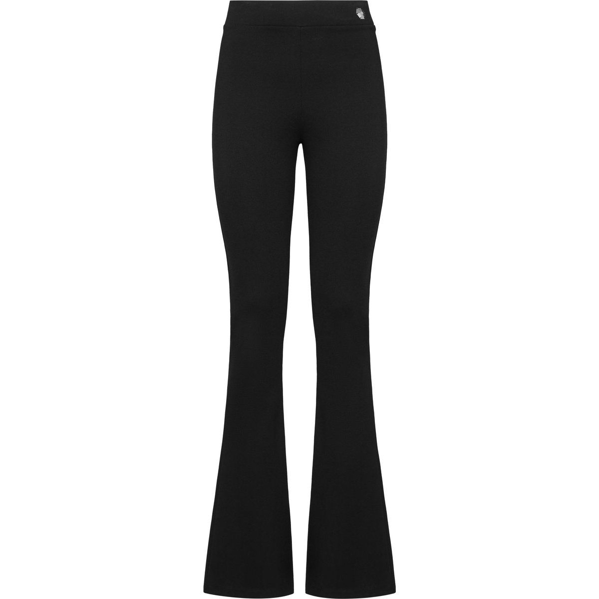 Schwarze, figurbetonte, hochtaillierte Leggings mit Schlag