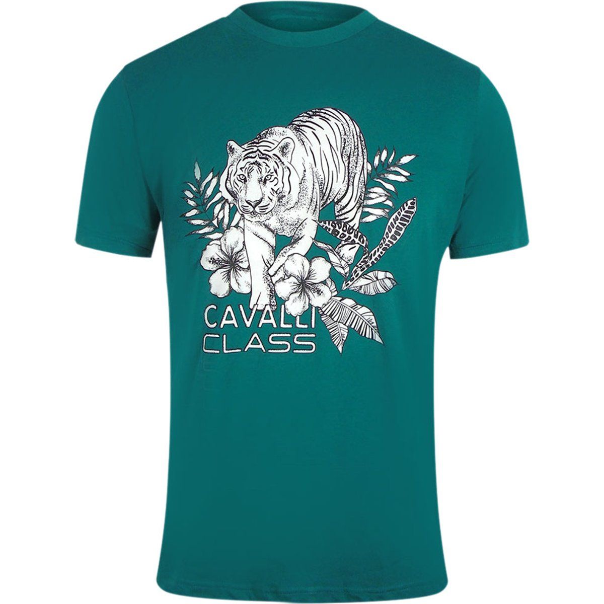 Baumwoll-T-Shirt mit Tiger-Blumen-Logo