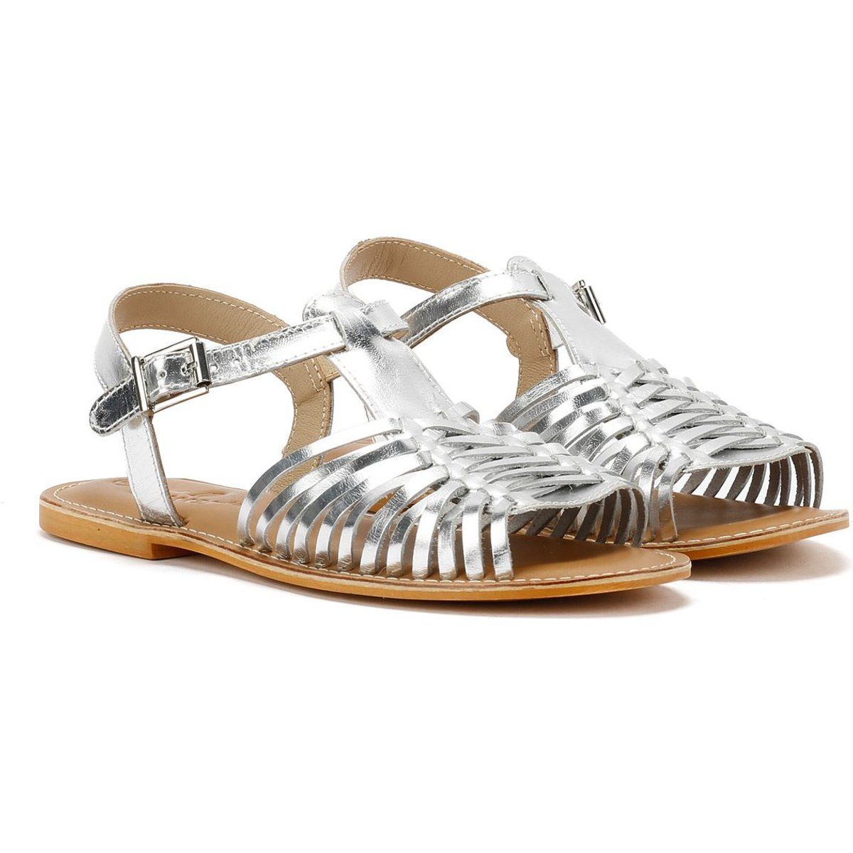 Tower Footwear Hurache Damen Silberne Ledersandalen