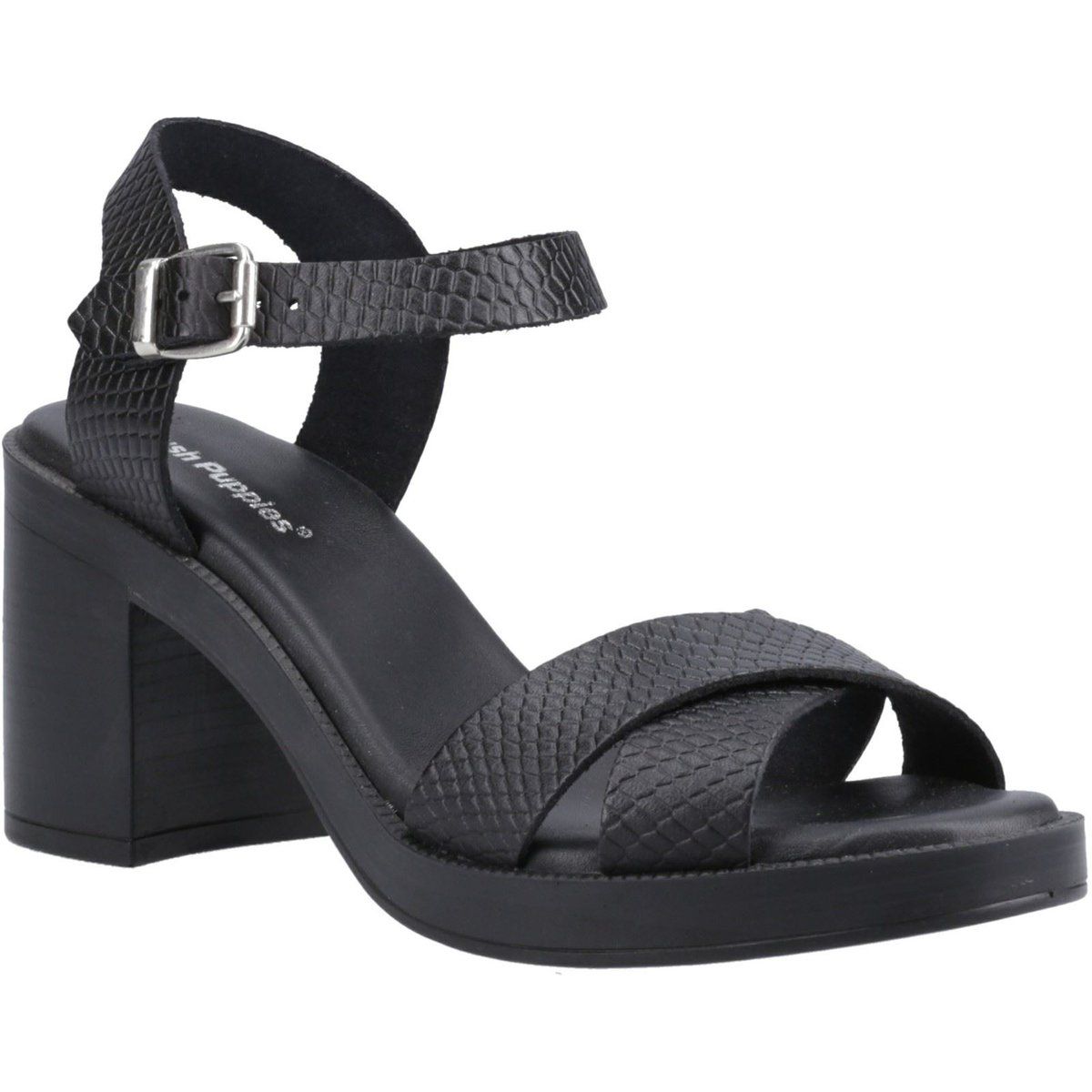 Hush Puppies Georgia Damen Sandalen Aus Schwarzem/Schlangenleder