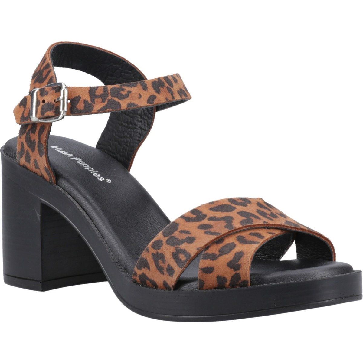 Hush Puppies Georgia Damen Sandalen Aus Leder Mit Leopardenmuster