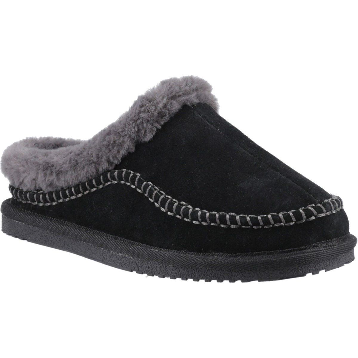 Hush Puppies Anika Wildleder Damen Schwarz Hausschuhe