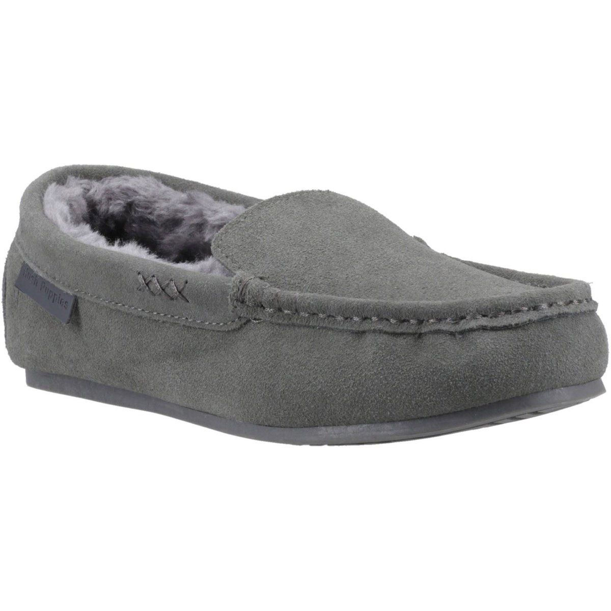 Hush Puppies Annie Mokassin Wildleder Damen Grau Hausschuhe
