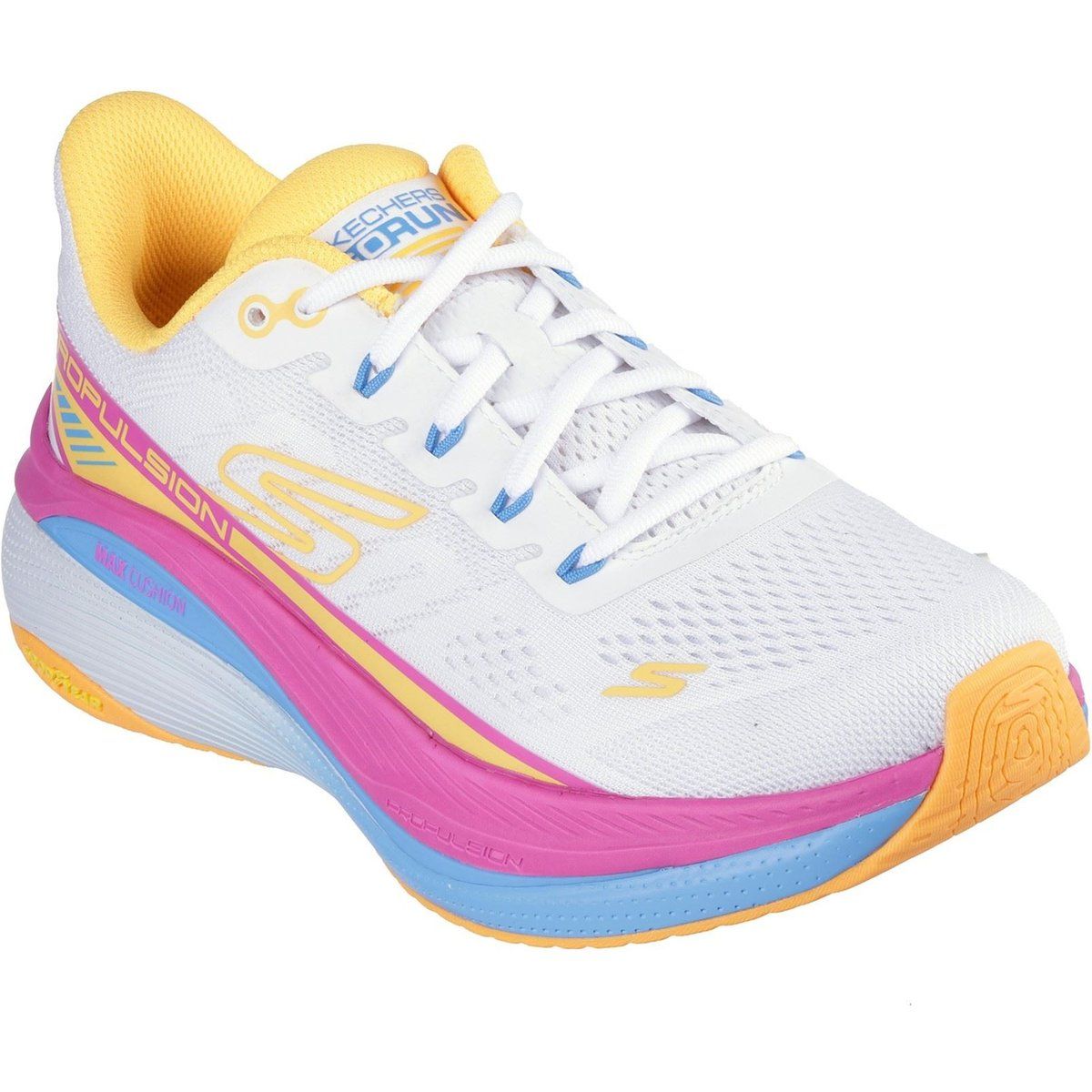Skechers Performance Max Cushioning Propulsion Textile Damen Sneaker In Weiß/Orange
