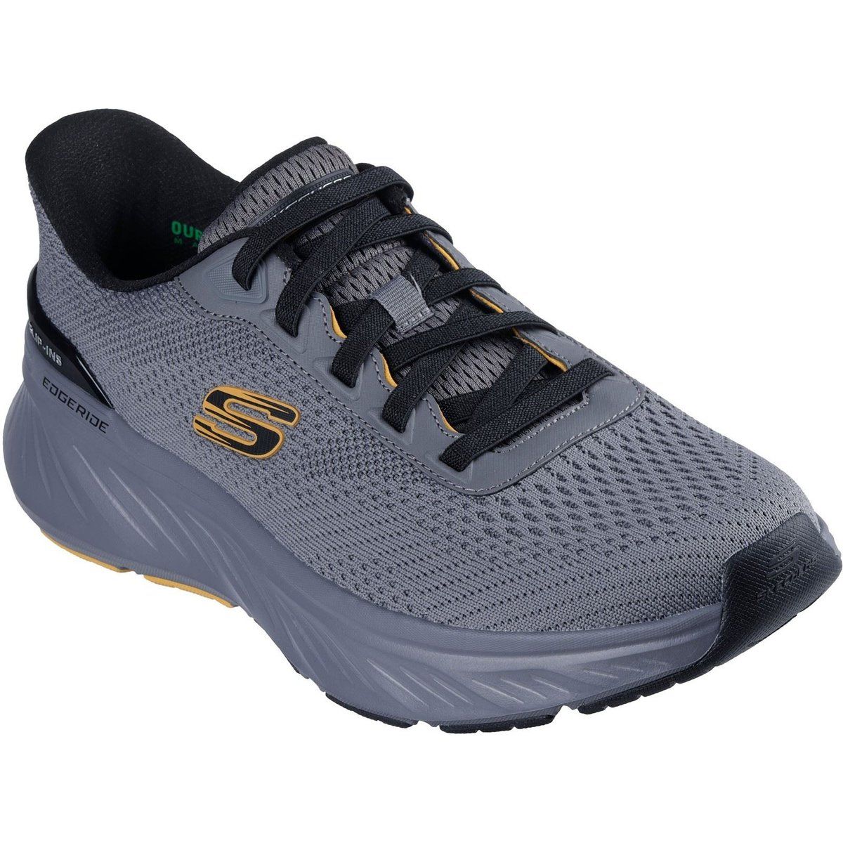 Skechers Edgeride Textile Herren Sneaker In Anthrazit/gelb