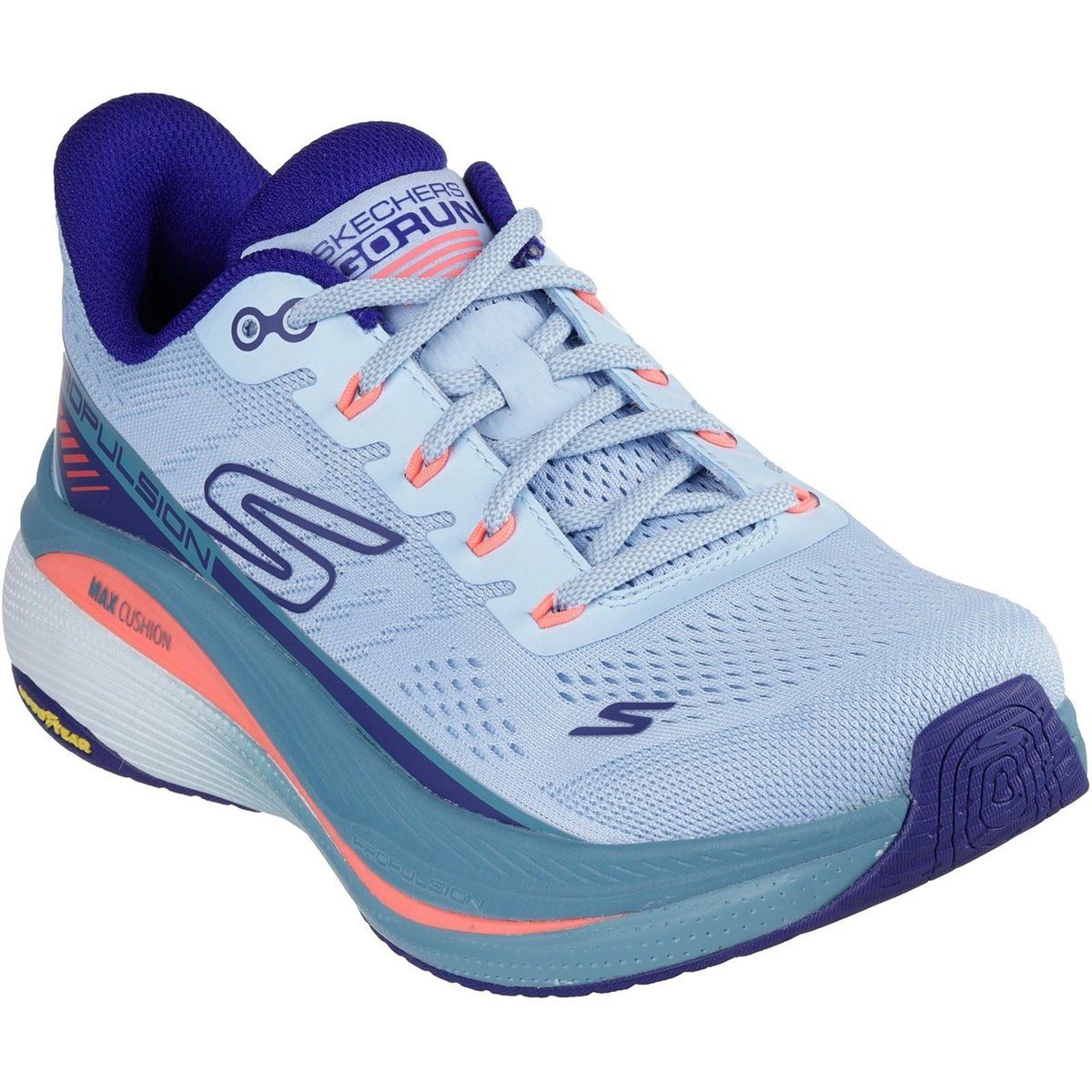 Skechers Performance Max Cushioning Propulsion Damen Sneaker Aus Textil In Hellblau/Dunkelblau