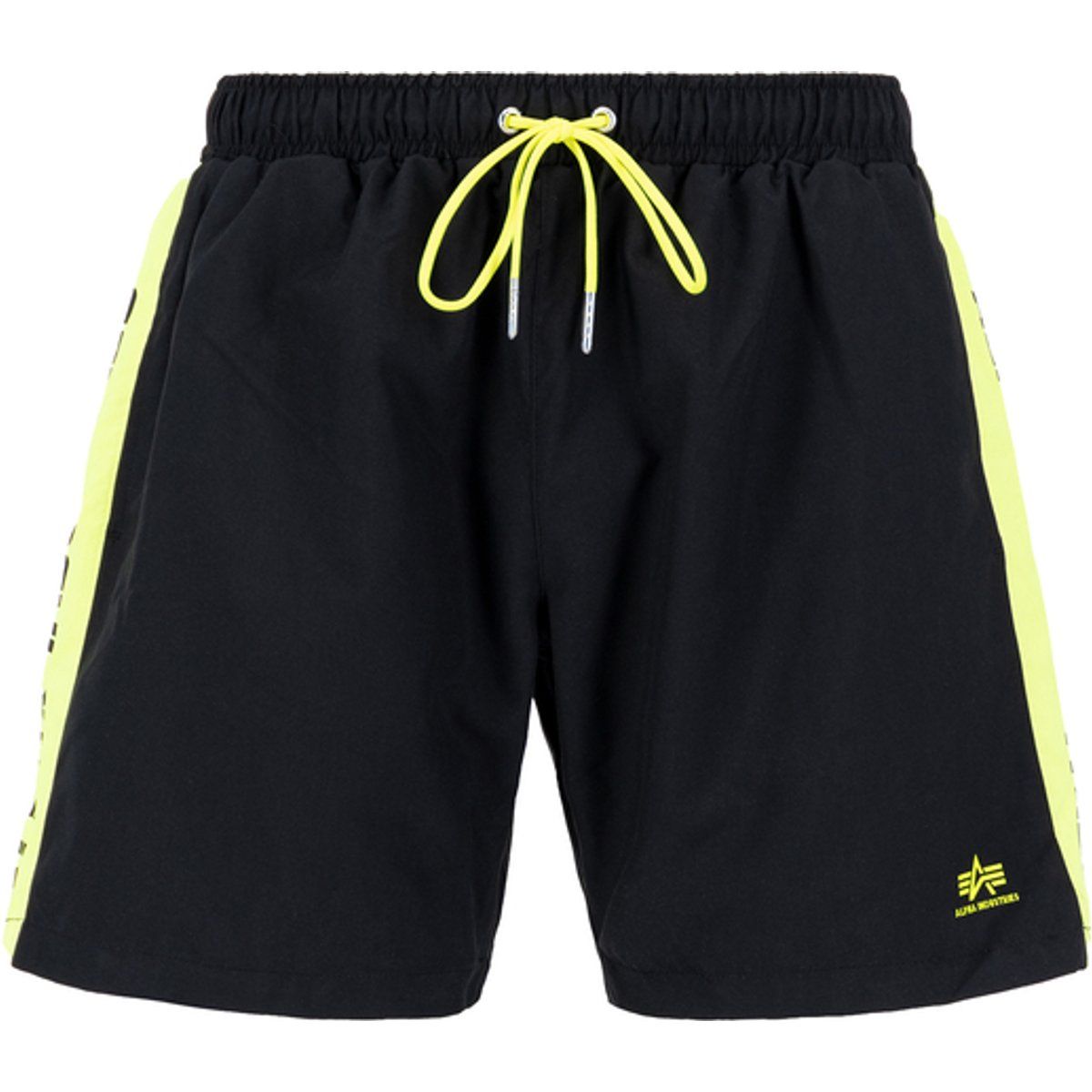 Schwarze Herren Badeshorts mit Streifendetail