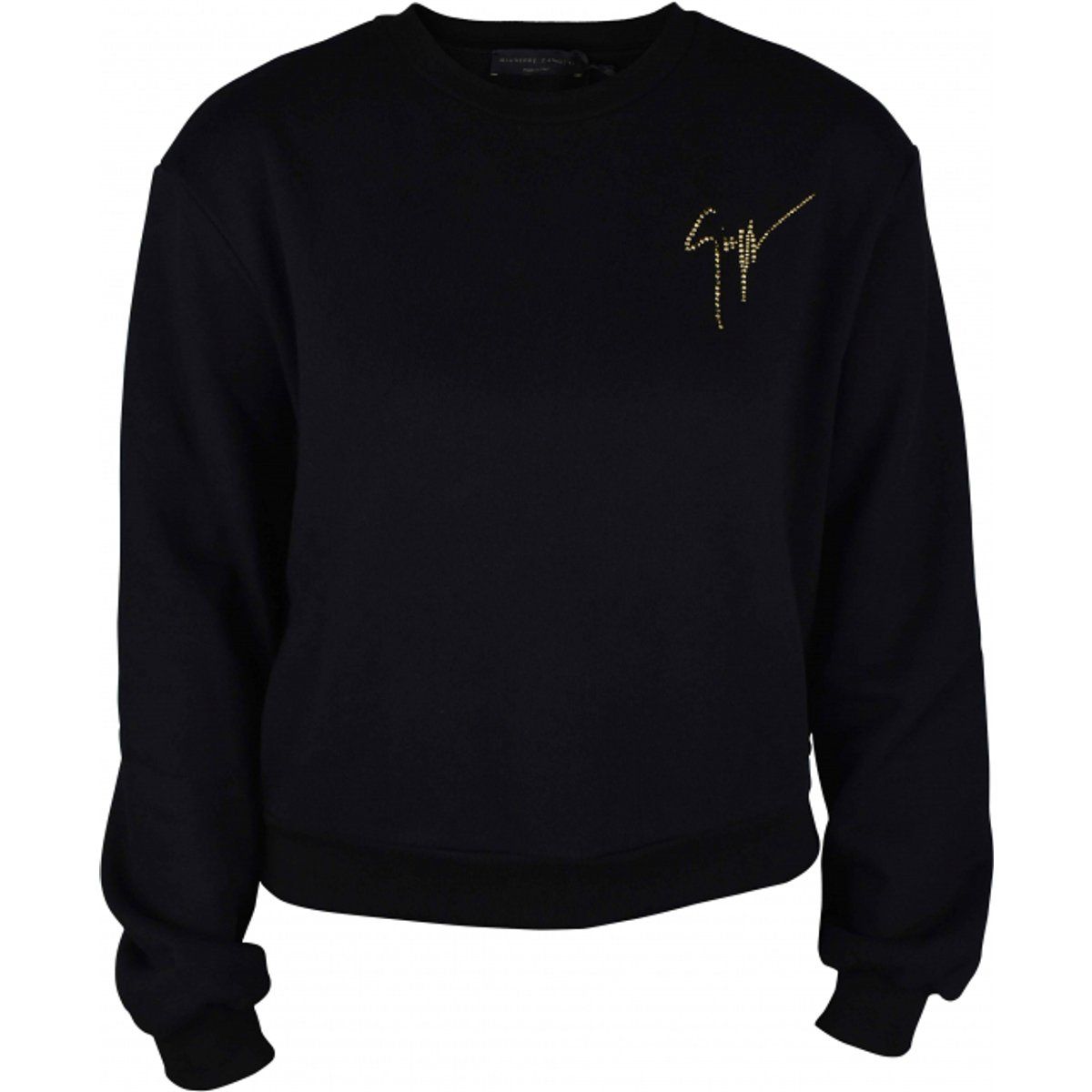 Kurzes Baumwoll-Sweatshirt mit Strasslogo