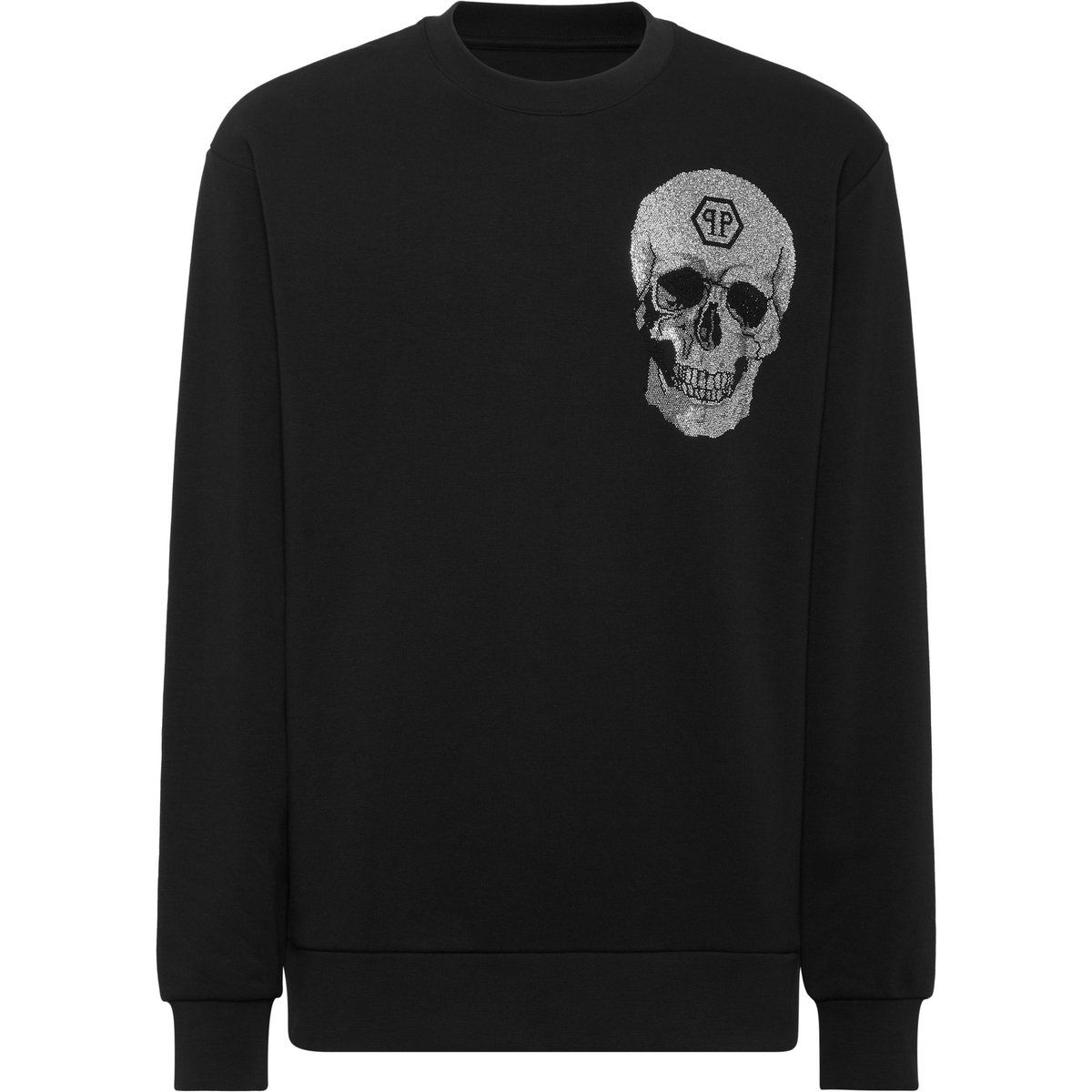Totenkopf Strass Baumwollfleece-Sweatshirt