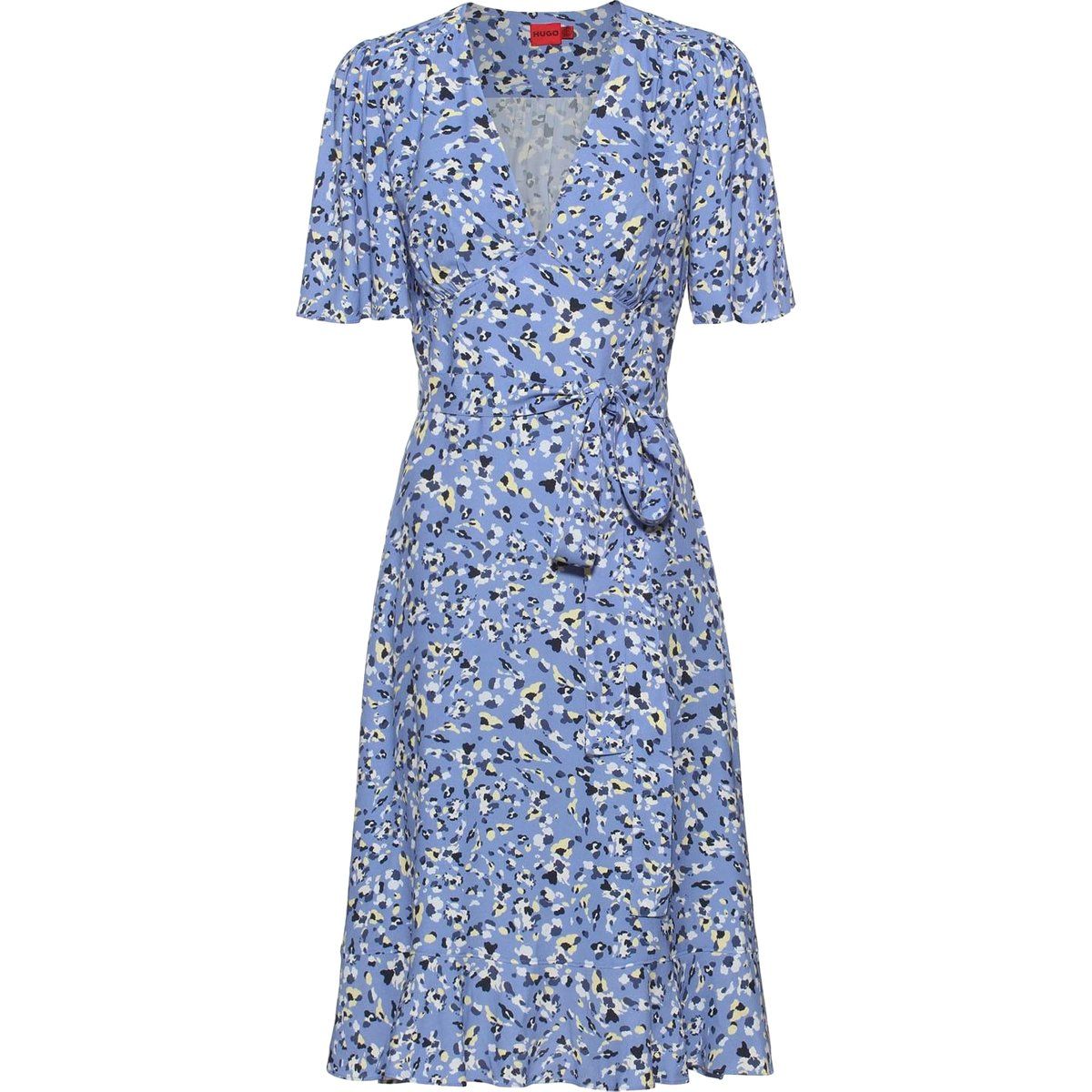 Midikleid mit Blumenmuster und Wickeldesign
