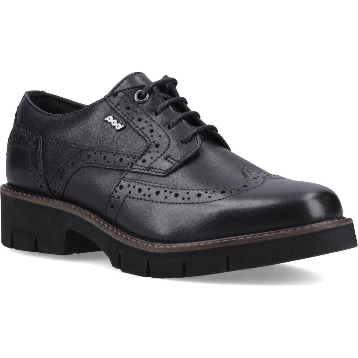 Pod Kacey Leder Damen Schwarz Brogues Schuhe
